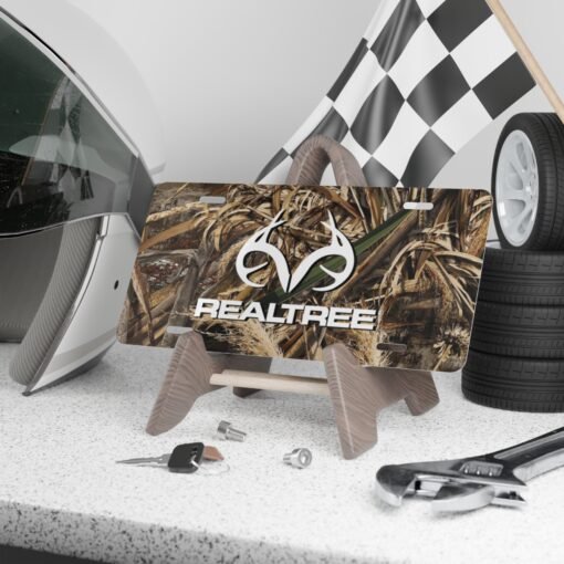 Custom Camo Vanity Plate In Realtree Camouflage With Logo