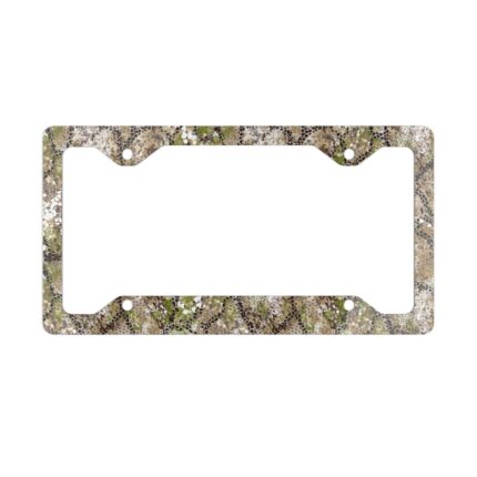 Badlands Camo Metal License Plate Frame for Adventurers || Stylish Camo Metal License Tag Frame – Durable & Weather-Resistant