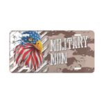 Military Mom Custom Plate with Eagle & Camo Design || Unique Military Pride Vanity Tag with Eagle & Chocolate Camo