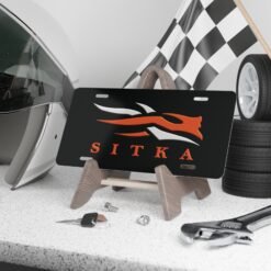 Rugged Sitka 3 D Camo Vanity Plate in Orange & Silver || Stylish Orange & Silver Camo Vanity Plate for Adventurous Souls