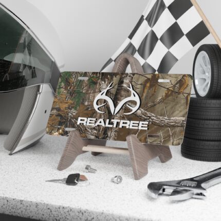 Custom Realtree Camo Vanity Plate – Personalize Your Ride! || Outdoor Enthusiast’s Camo Vanity Plate – Unique Logo Options Available