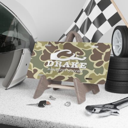 Custom Drake Woodland Camo Plate for Outdoor Enthusiasts || Stylish Camo Vanity Plate for Duck Hunters – Personalize Today!