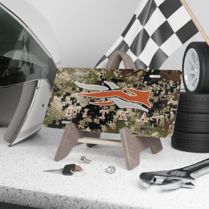 Custom Camo Vanity Plate – Sitka Subalpine Design for Outdoors