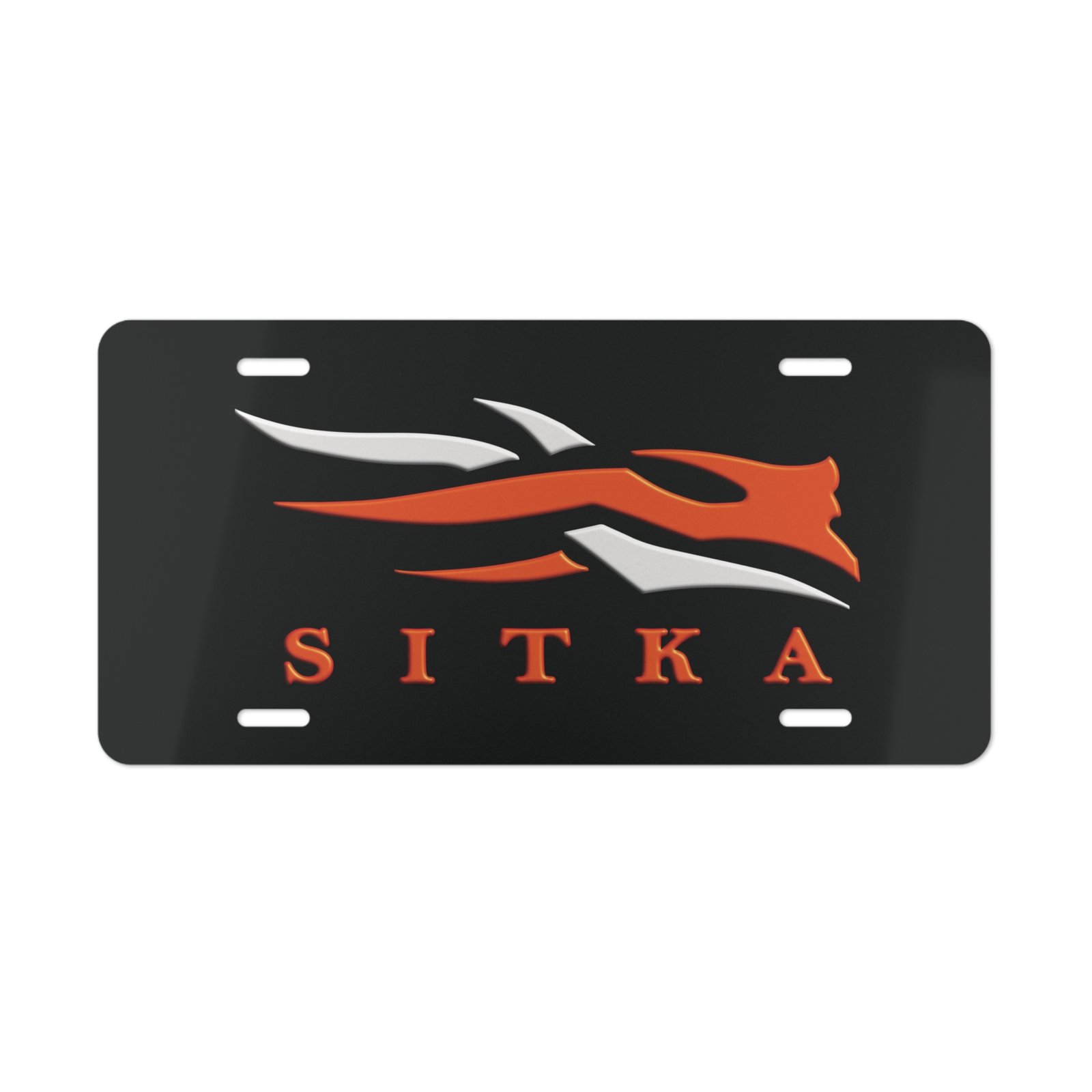 Rugged Sitka 3 D Camo Vanity Plate in Orange & Silver || Stylish Orange & Silver Camo Vanity Plate for Adventurous Souls