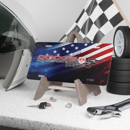 Patriotic Dodge Custom Vanity Plate with American Flag Design