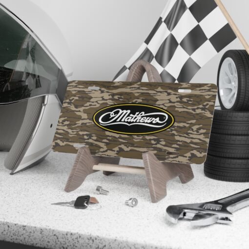 Custom Vanity Plate Tag With Matthews Archery And Bottomland Camo