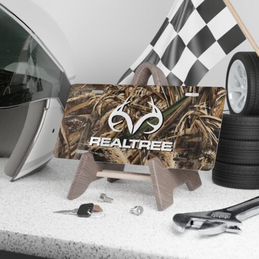 Custom Camo Vanity Plate In Realtree Camouflage With Logo