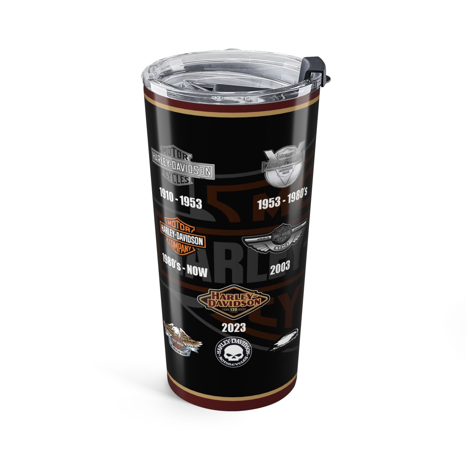 120th Harley-Davidson Motorcycle Tumbler 20oz, Perfect Gift for Bikers, Summer Road Trips, Father’s Day, Bike Week, Travel Mug