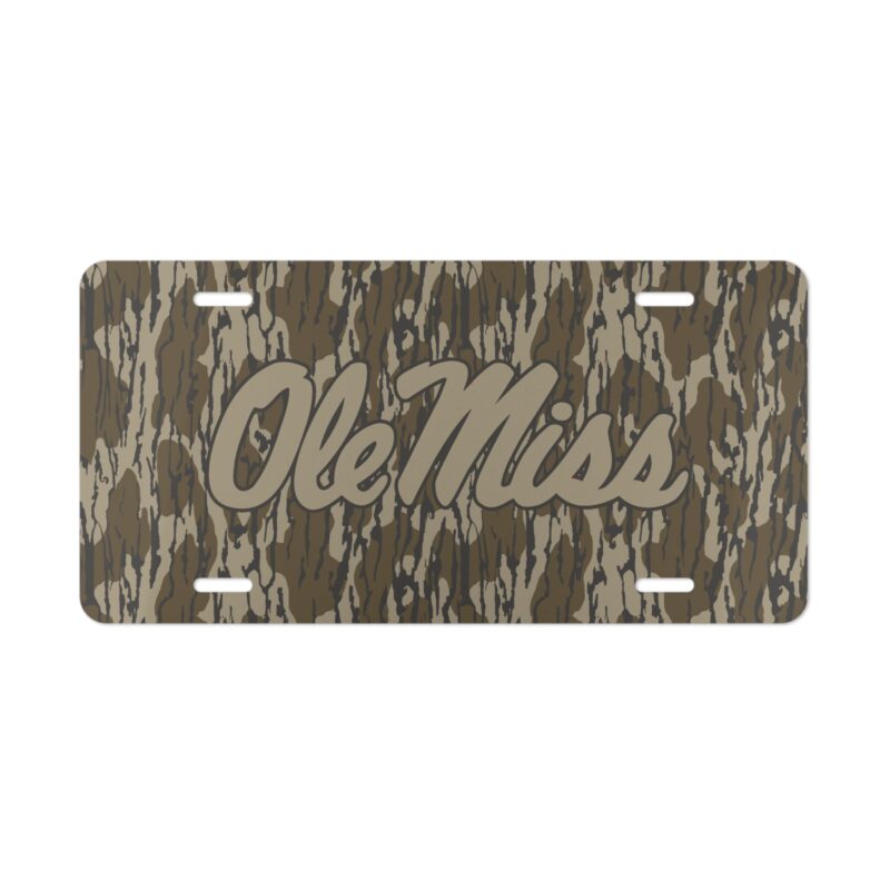 Weatherproof Ole Miss Camo Plate for Road-Ready Pride