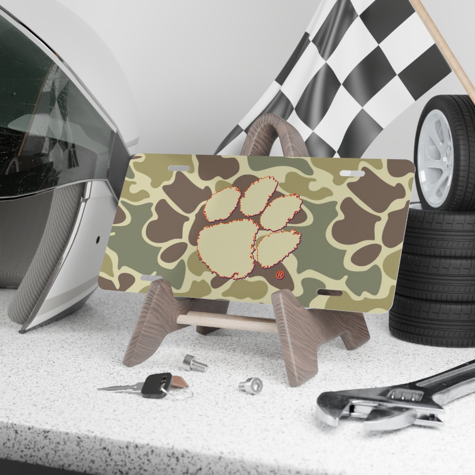 Custom Camo Vanity Plate In Drake Woodland Duck Hunter Camo With Logo