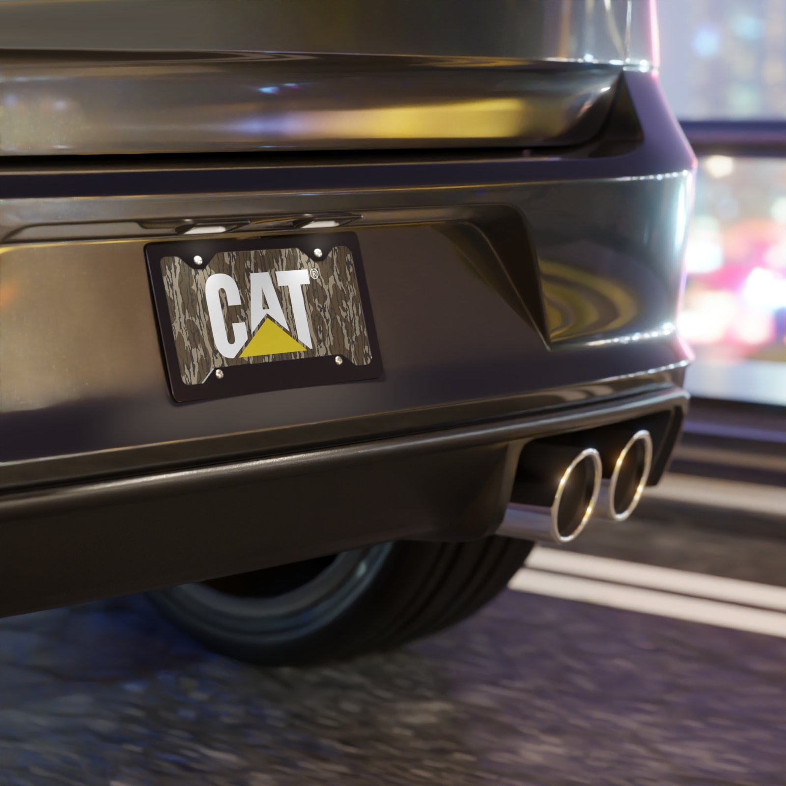 Custom Vanity Plate Tag With CAT On Black