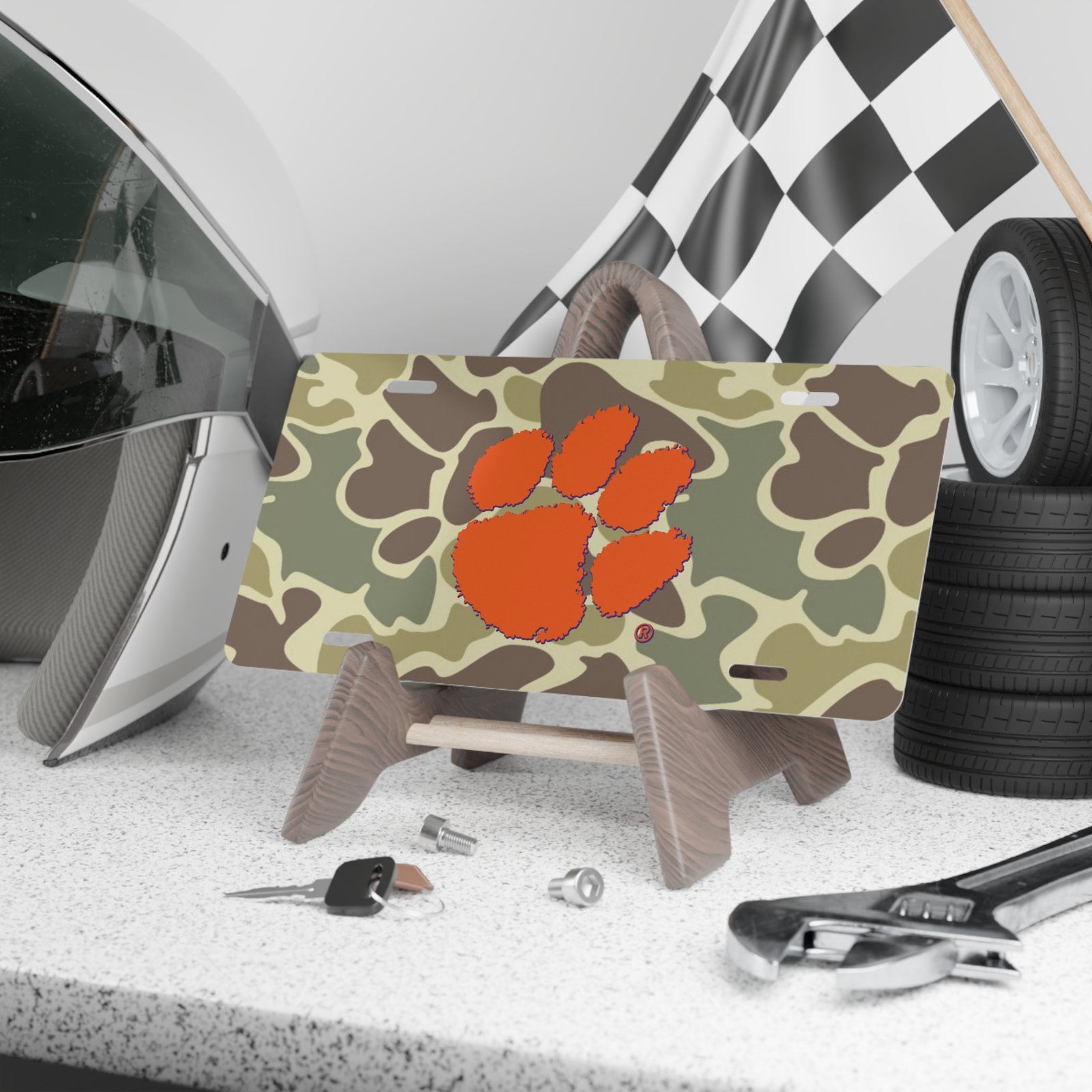 Custom Camo Vanity Plate In Drake Woodland Duck Hunter Camo With Logo