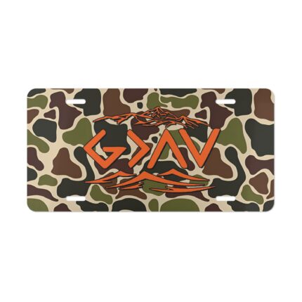 Custom Vanity Plate Tag Old School Type Camo