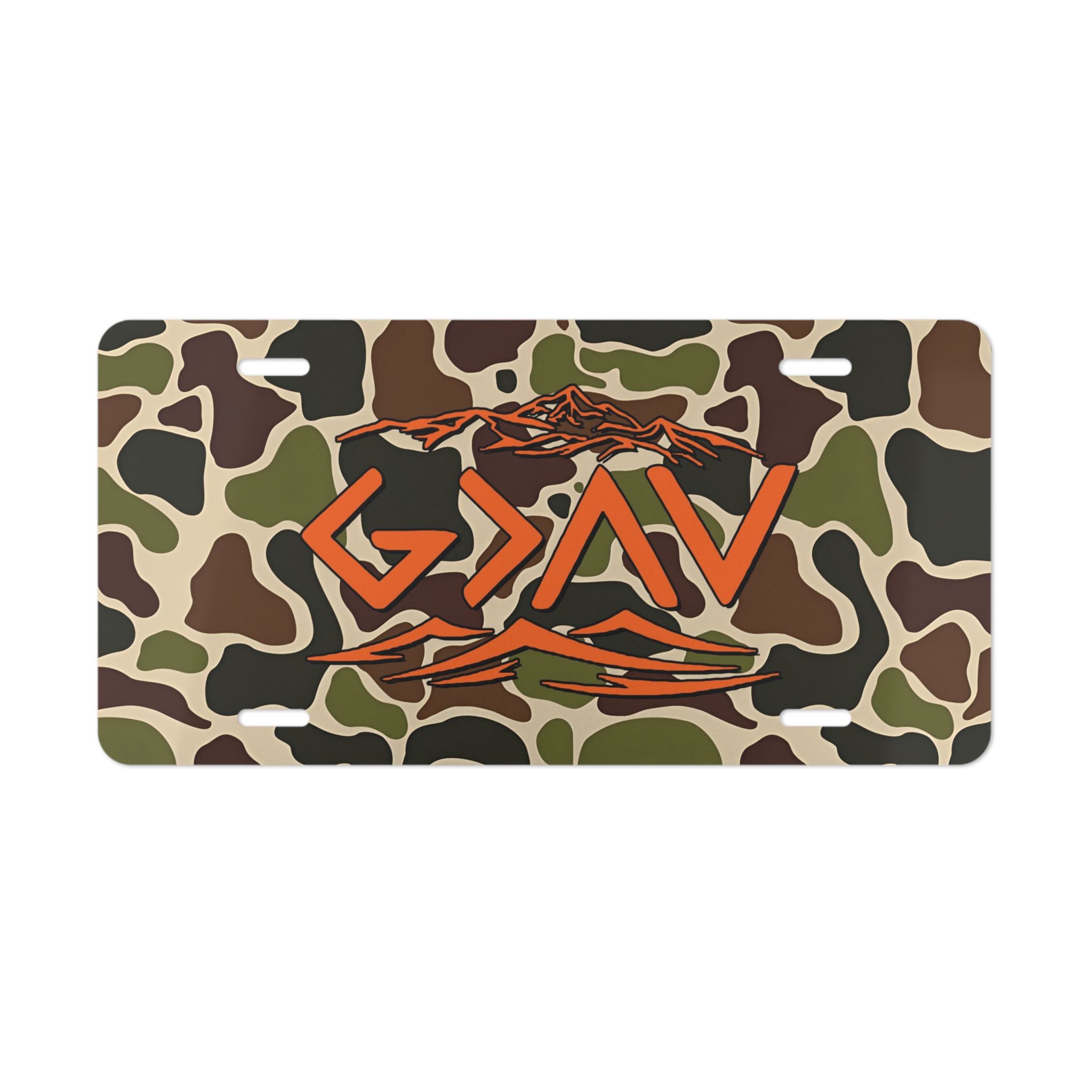 Custom Vanity Plate Tag Old School Type Camo