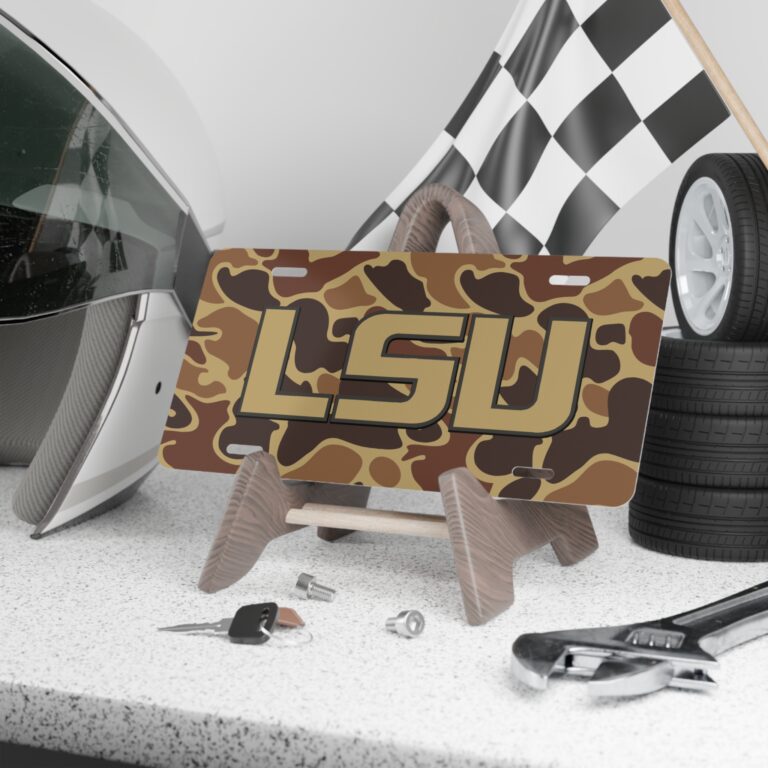 LSU Real Hunter Camo Vanity Plate for Rugged Truck Style