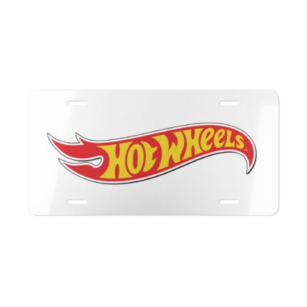 Custom Vanity Plate Tag With Hot Wheels On White