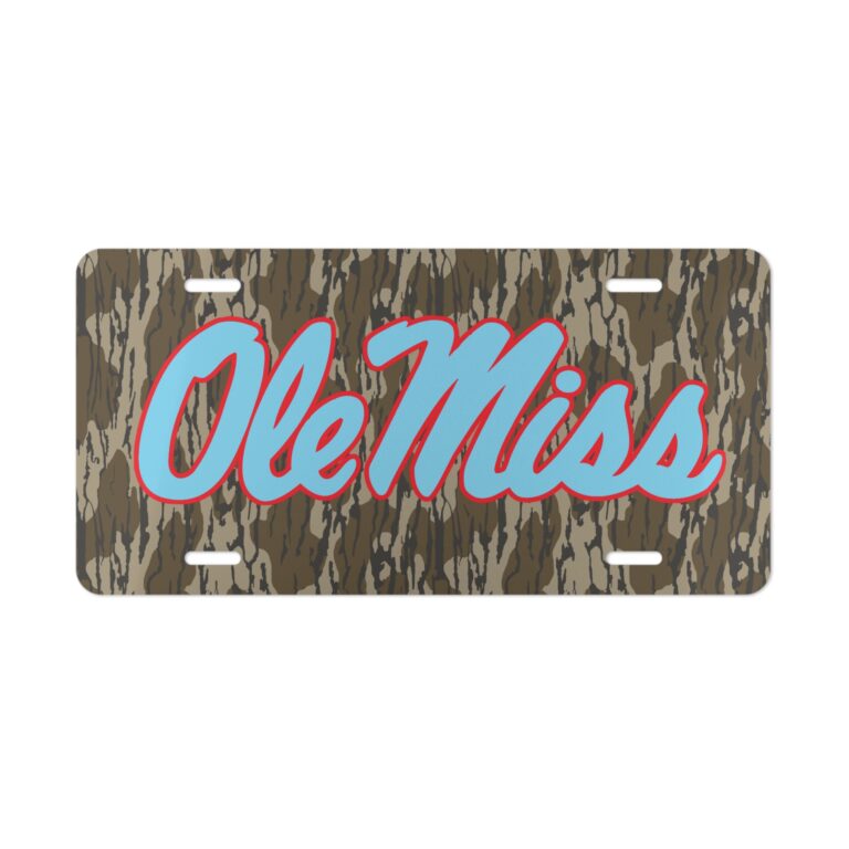 Show Ole Miss Pride with a Bottomland Camo Front Tag