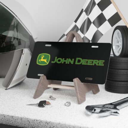 Custom Vanity Plate Tag With John Deere On Black