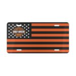Custom Vanity Plate Tag With Orange American Flag