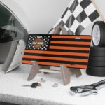 Custom Vanity Plate Tag With Orange American Flag