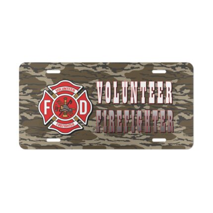 Custom Camo Vanity Truck Plate Tag Volunteer Firefighter V2