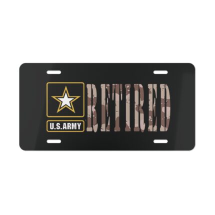 Custom Camo Vanity Truck Plate Tag US Army Retired