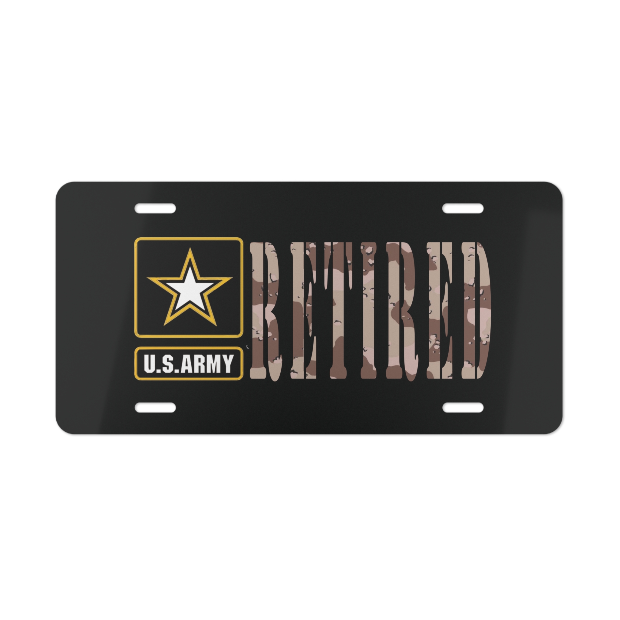 Custom Camo Vanity Truck Plate Tag US Army Retired