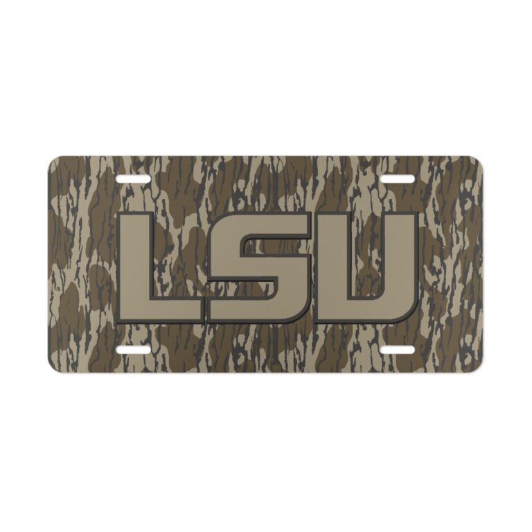 Weatherproof LSU Camo Aluminum Front Vanity Plate