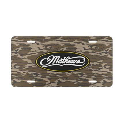 Custom Vanity Plate Tag With Matthews Archery And Bottomland Camo