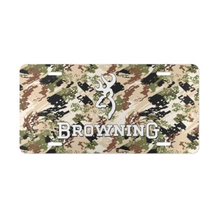 Custom Vanity Plate Tag With Browning And Subalpine Camo