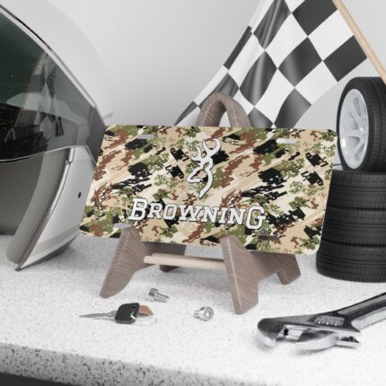Custom Vanity Plate Tag With Browning And Subalpine Camo