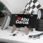 Custom Vanity Plate Tag With Abu Garcia On Black