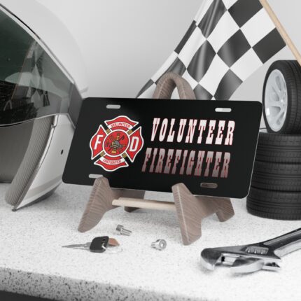 Custom Camo Vanity Truck Plate Tag Volunteer Firefighter