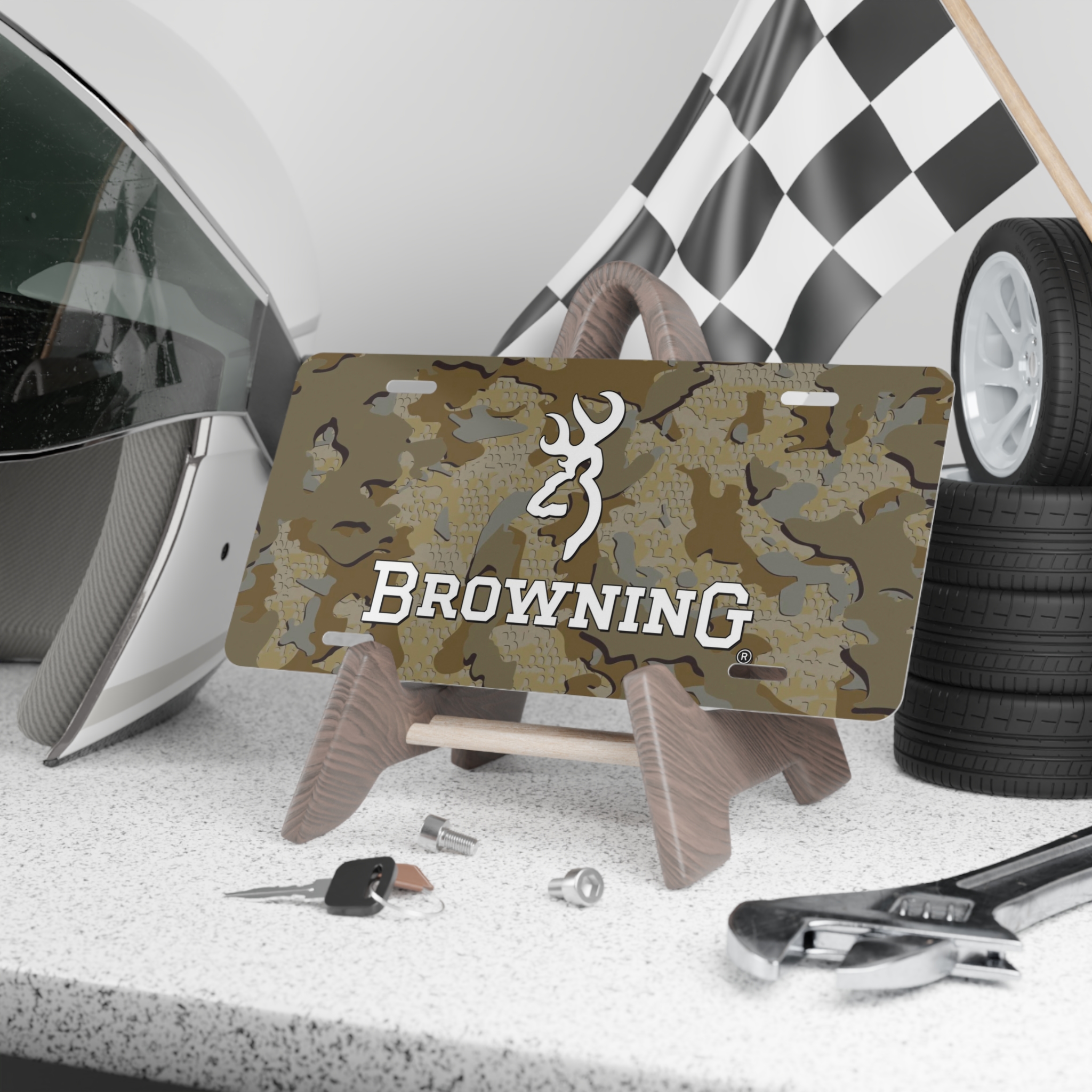 Custom Vanity Plate Tag With Browning And Camo