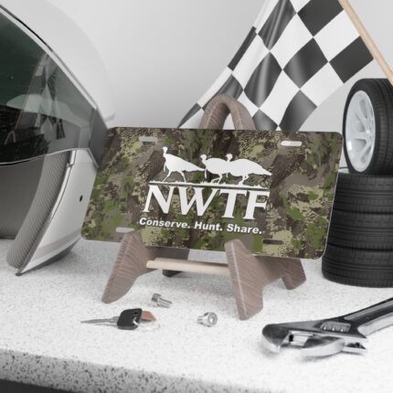 Custom Camo Vanity Plate In Hunter Camo With NWTF Logo V10g Optifade Cover