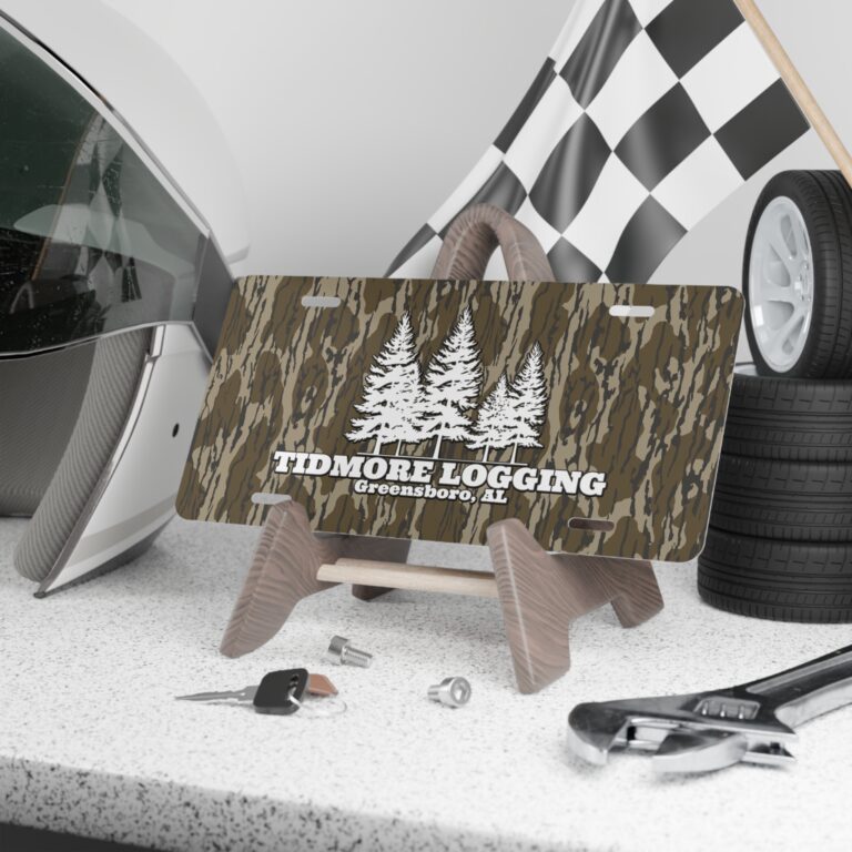 Hunter Camo Vanity Plate for a Rugged Truck Front End