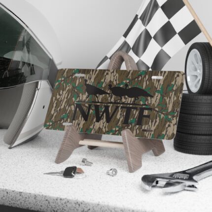 Custom Camo Vanity Plate – Hunter Camo NWTF Logo V3, License Plate, Blackout, Personalized Gift, Hunter Gift, Camouflage Decor