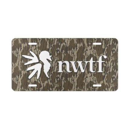 Custom Camo Vanity Plate In Hunter Camo With NWTF Logo V10j Optifade Cover