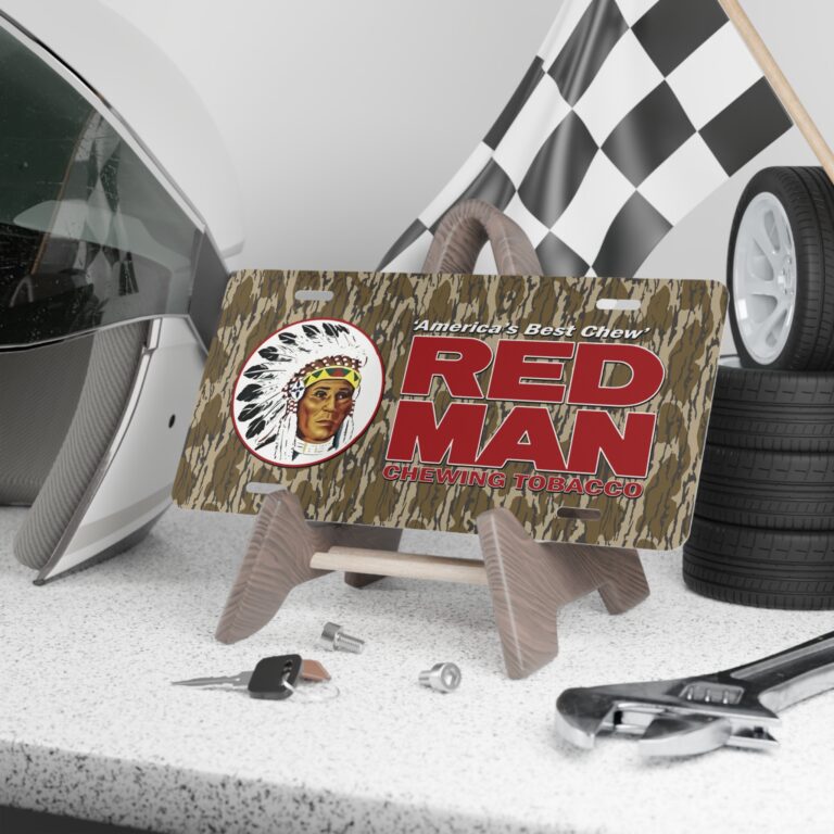 Show Hunting Pride with Red Man Chew Camo Vanity Plate