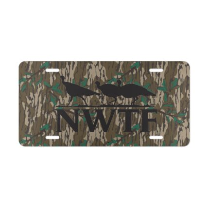 Custom Camo Vanity Plate – Hunter Camo NWTF Logo V3, License Plate, Blackout, Personalized Gift, Hunter Gift, Camouflage Decor