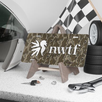 Custom Camo Vanity Plate In Hunter Camo With NWTF Logo V10j Optifade Cover