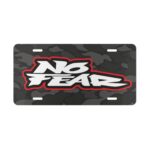 Front License Plate Vanity Tag with No Fear on Black Drake Camo